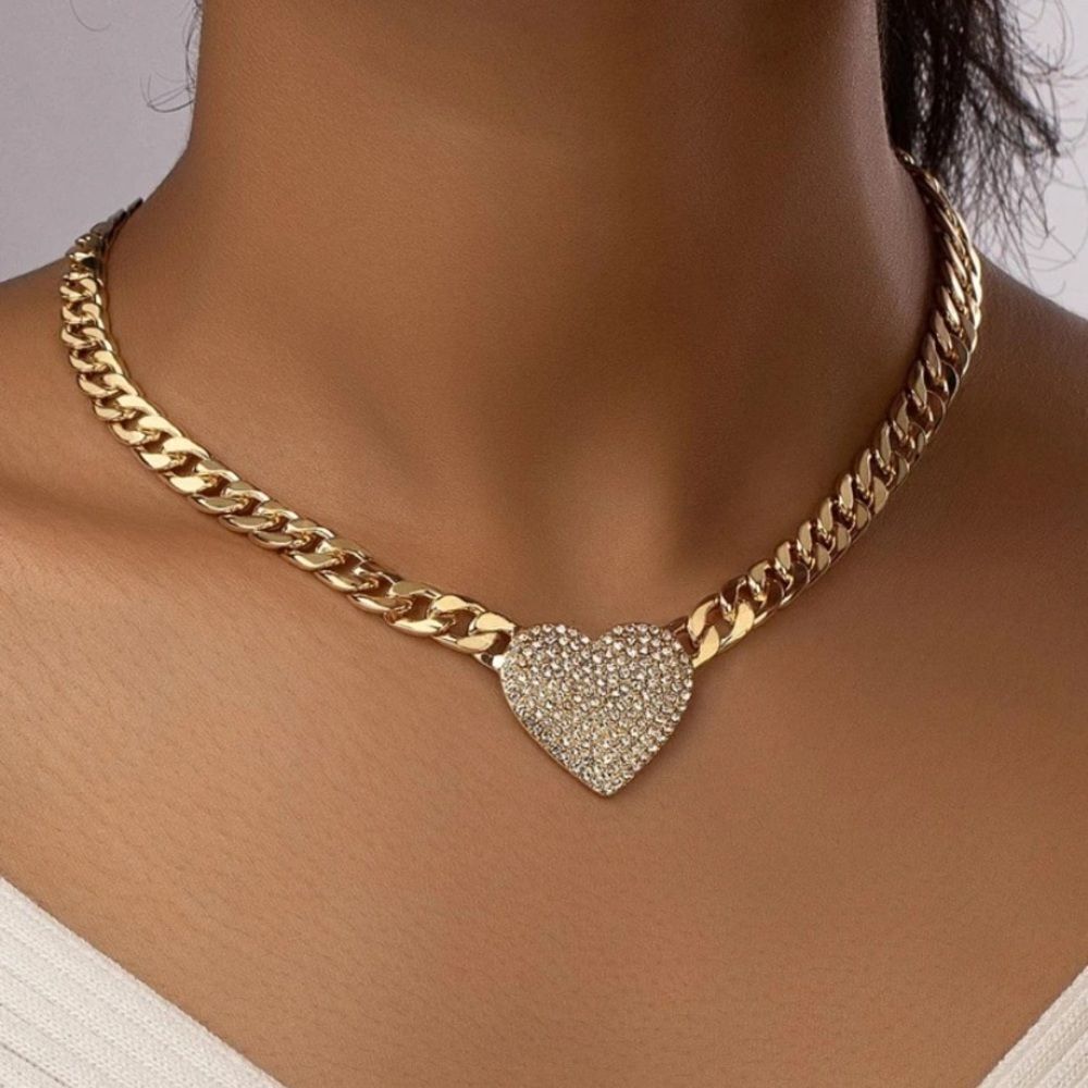 3for$20 Rhinestone Heart Decor Chain Necklace